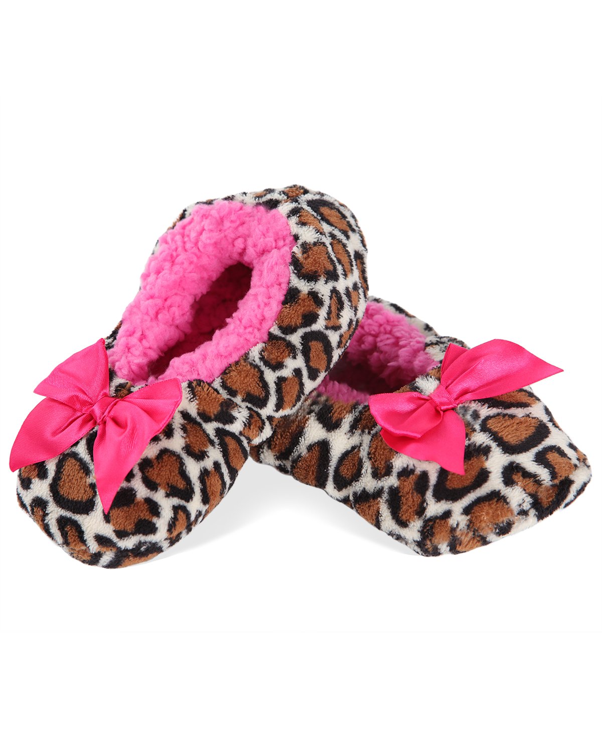 Kids' Spotted Leopard Non-Skid Slippers : Color: Tan