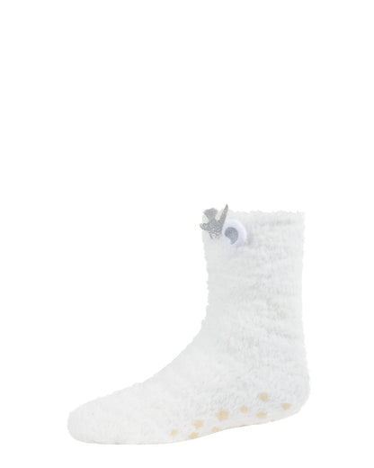 Polar Bear Girls Fuzzy Mid-Cut Socks : Color: White