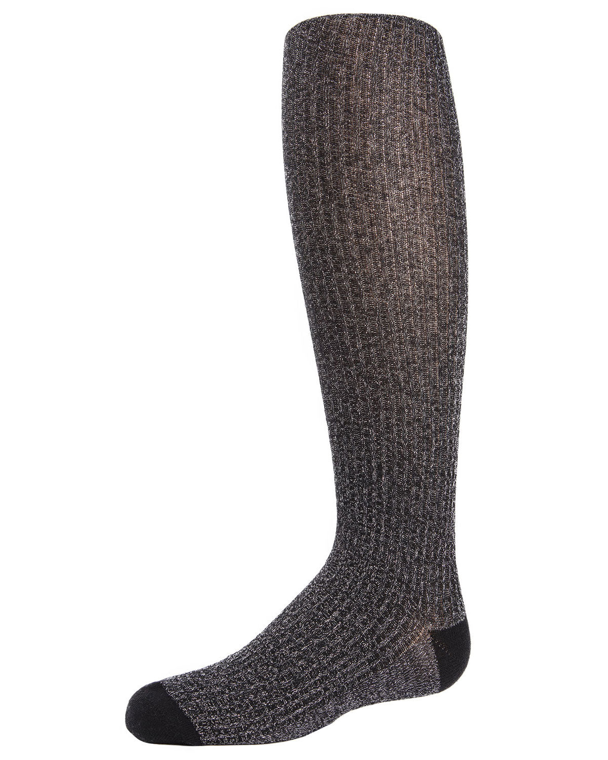 Ribbed Shimmer Cotton Blend Girls Tights : Color: Black