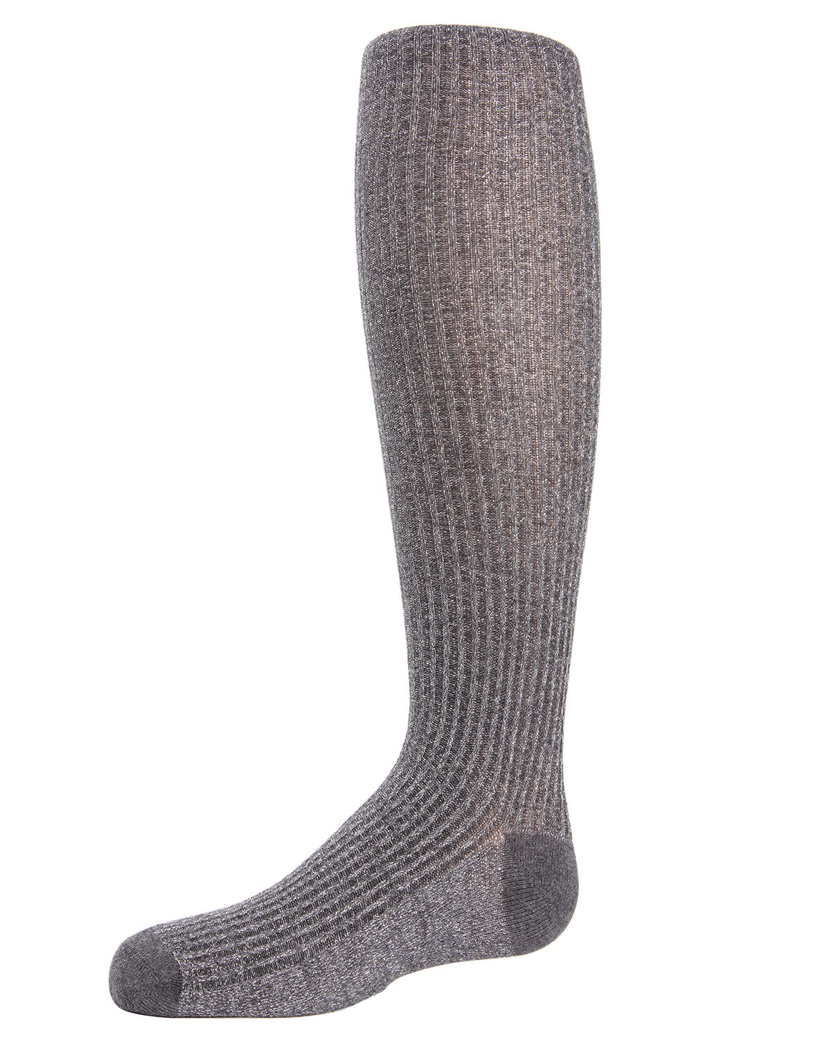Ribbed Shimmer Cotton Blend Girls Tights : Color: Charcoal