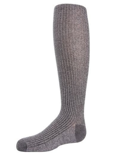 Ribbed Shimmer Cotton Blend Girls Tights : Color: Charcoal