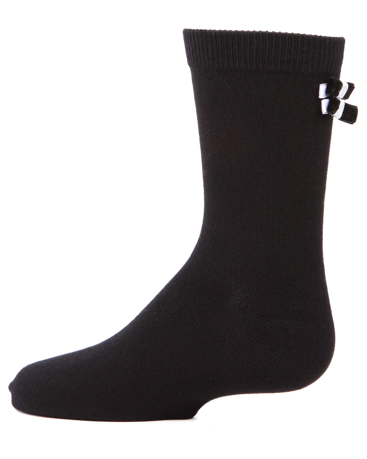 Girls' Black Tie Affair Cotton Blend Crew Socks : Color: Black
