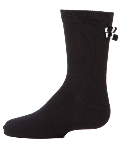 Girls' Black Tie Affair Cotton Blend Crew Socks : Color: Black