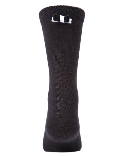 Girls' Black Tie Affair Cotton Blend Crew Socks : Color: Black