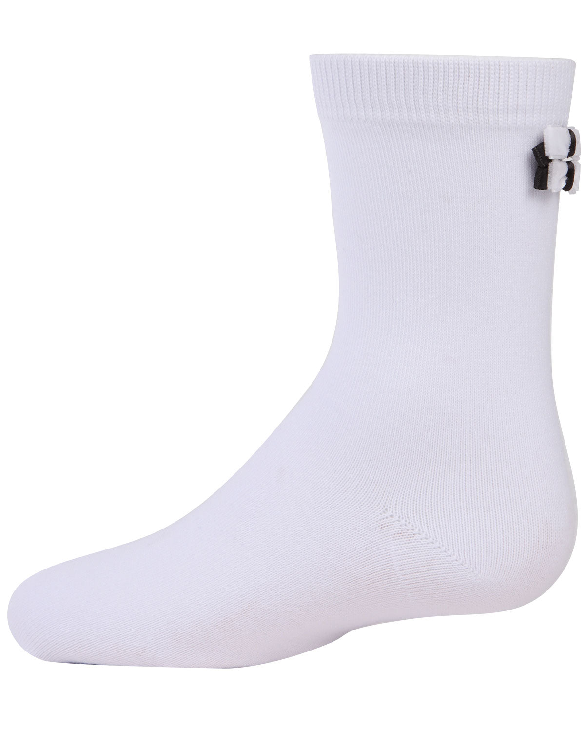 Girls' Black Tie Affair Cotton Blend Crew Socks : Color: White