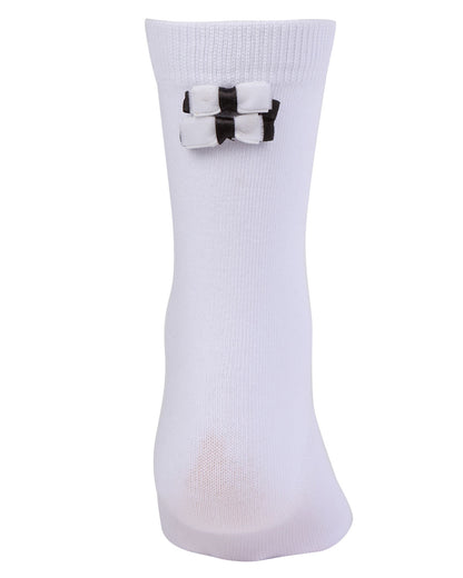 Girls' Black Tie Affair Cotton Blend Crew Socks : Color: Black