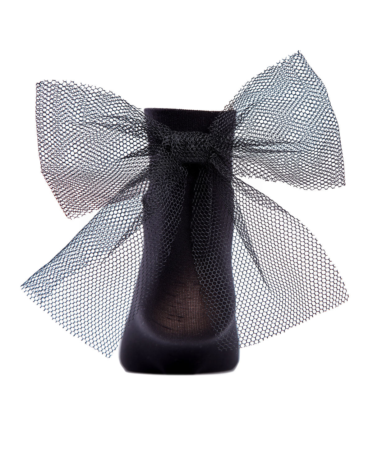 Microfiber Tulle Bow Anklet Socks : Color: Black