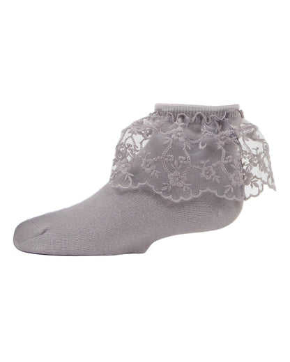 Petite Floral Lace Cotton Blend Anklet Socks : Color: Wet Weather