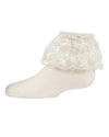 Petite Floral Lace Cotton Blend Anklet Socks : Color: Winter White