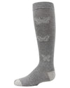 Girls' Glitter Butterfly Cotton Knee High Socks : Color: Gray