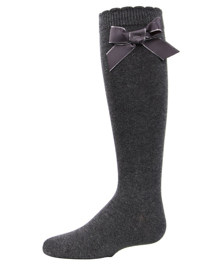 Sweet Bow Cotton Blend Knee High Socks : Color: Charcoal