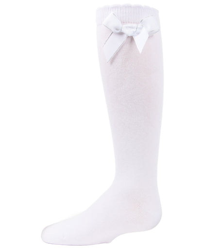 Sweet Bow Cotton Blend Knee High Socks : Color: White