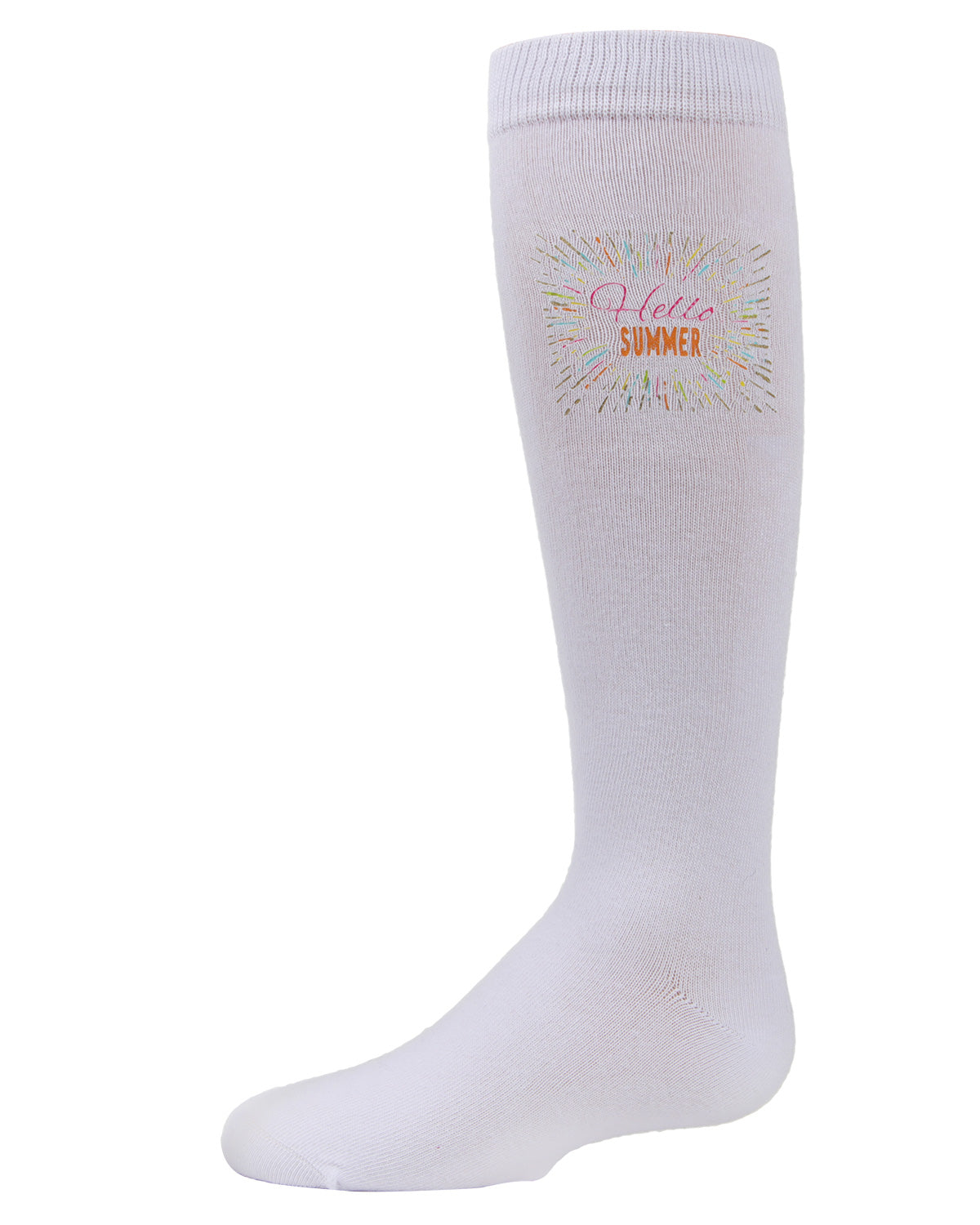 Girls' Hello Summer Knee-High Socks : Color: White