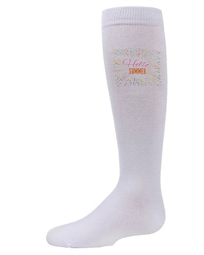 Girls' Hello Summer Knee-High Socks : Color: White
