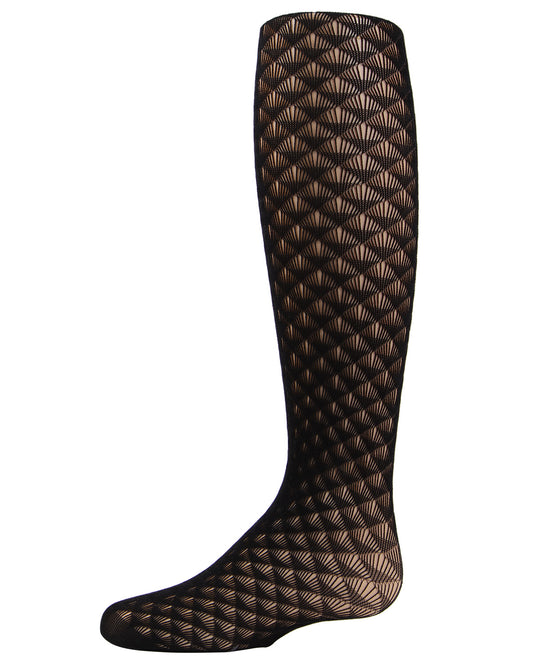 Girls' Art Deco Sheer Net Nylon Tights : Color: Black