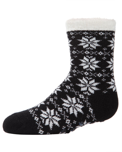 Girls' Snowflake Plush-Lined Cozy Socks : Color: Black