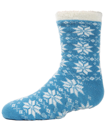 Girls' Snowflake Plush-Lined Cozy Socks : Color: Blue Jay