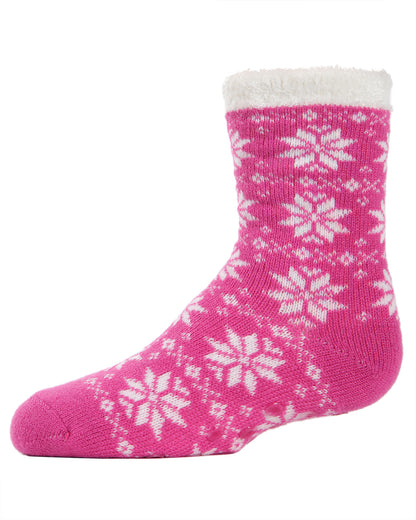Girls' Snowflake Plush-Lined Cozy Socks : Color: Rose Violet