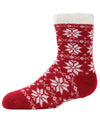 Girls' Snowflake Plush-Lined Cozy Socks : Color: Tango Red