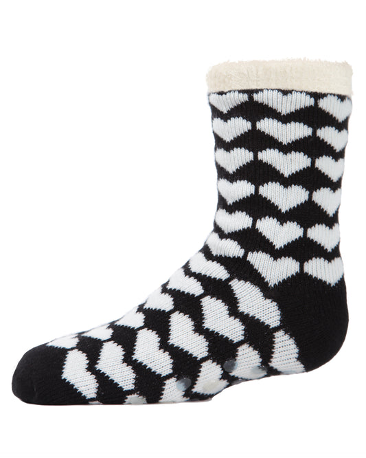 Hearts Galore Girl’s Cozy Non-Slip Socks : Color: Black