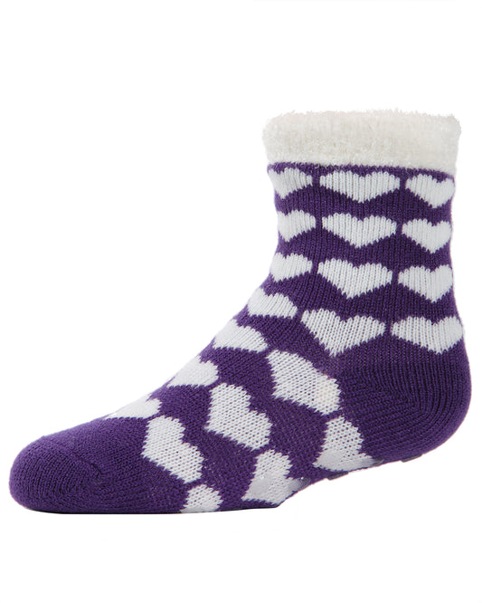 Hearts Galore Girl’s Cozy Non-Slip Socks : Color: Purple