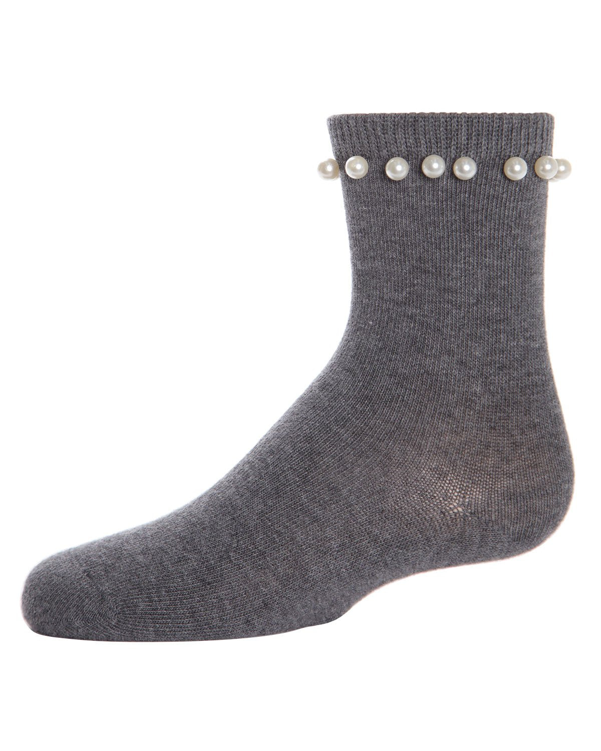 String of Pearls Girls Cotton Blend Crew Socks : Color: Medium Gray