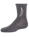 Feathery Combed Cotton Faux Pearl Girls Crew Socks : Color: Medium Gray