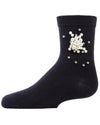 Girls' Pearl Burst Cotton Blend Crew Socks : Color: Black