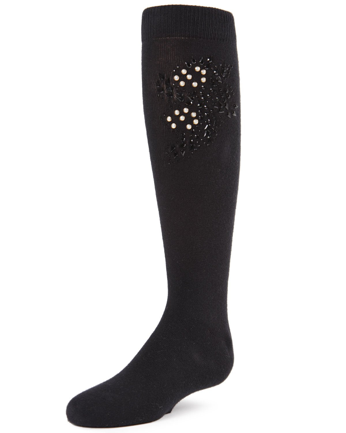 Jewel Mosaic Girls Combed Cotton Knee High Socks : Color: Black