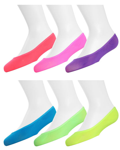 Girls Microfiber Liner Socks 6-Pack : Color: Neon Brights