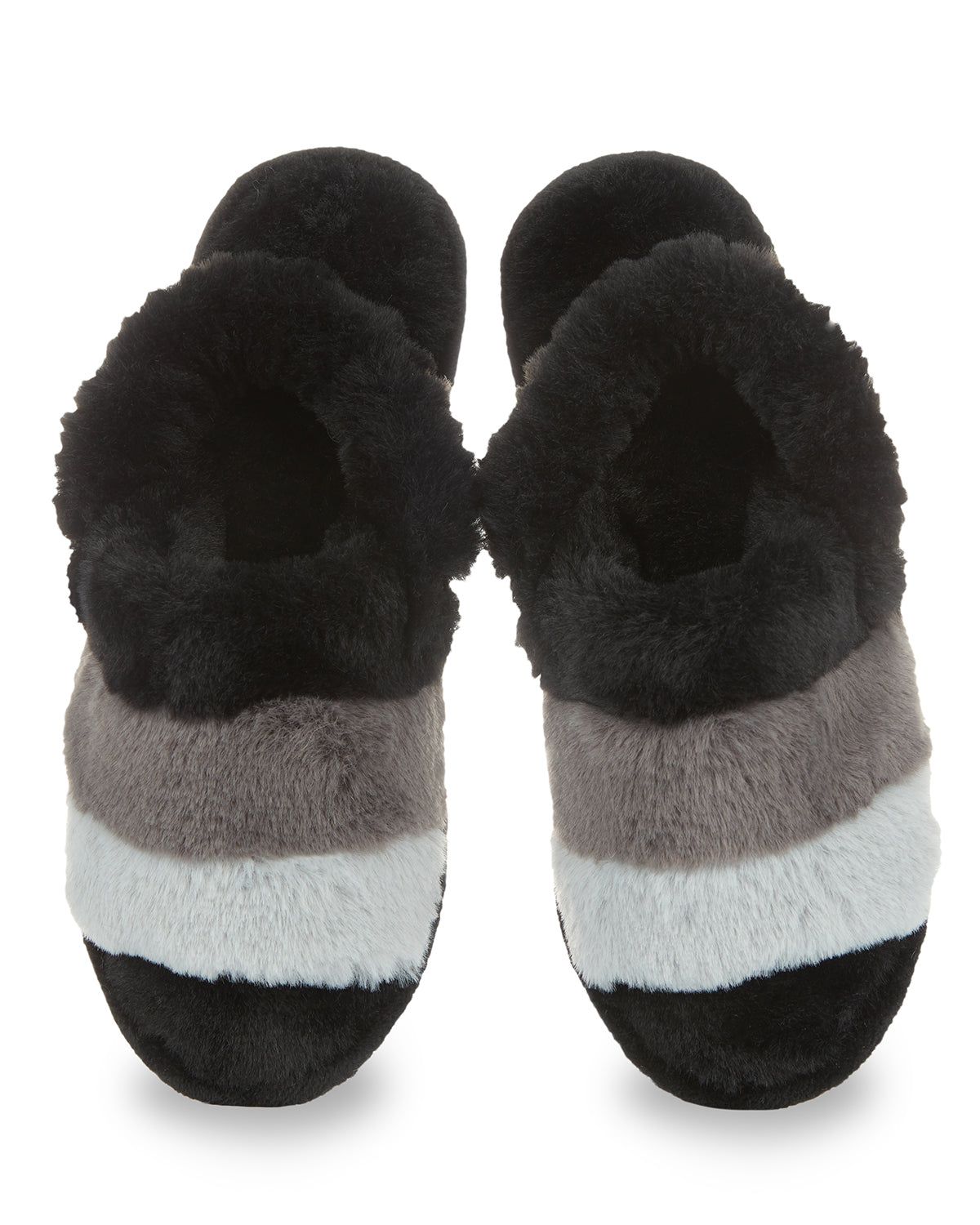 Kids' Colorblock Fur Plush Slippers : Color: Black