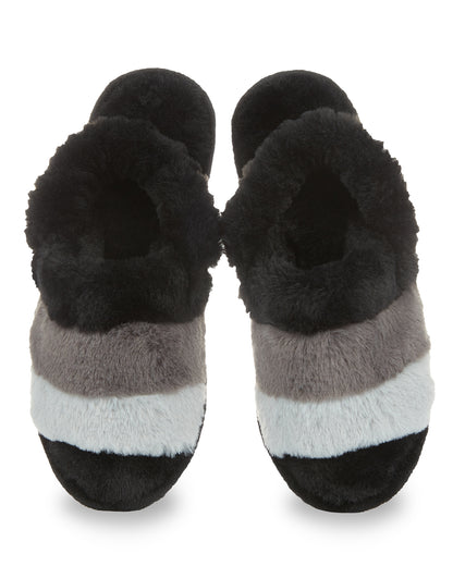 Kids' Colorblock Fur Plush Slippers : Color: Black