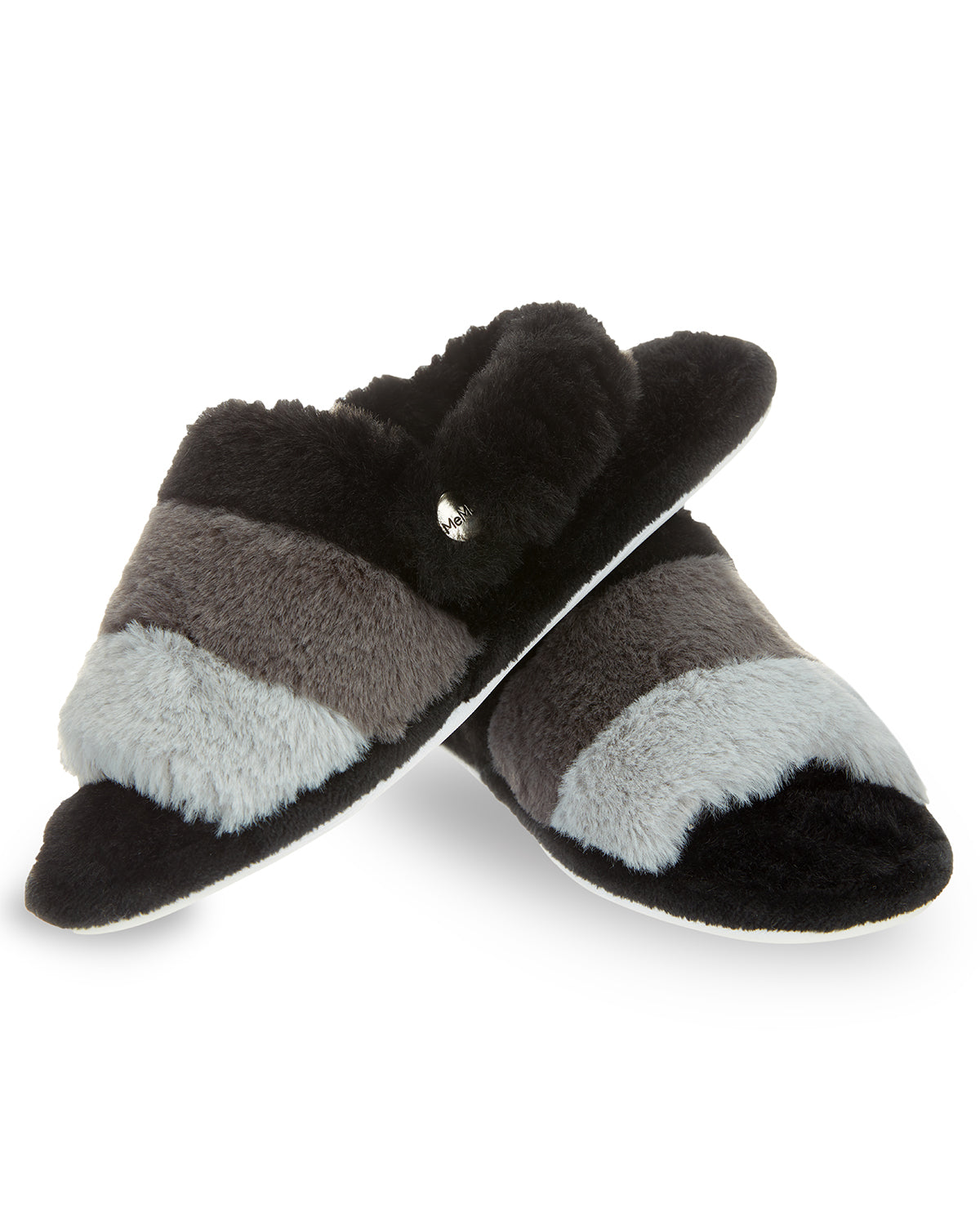 Kids' Colorblock Fur Plush Slippers : Color: Black