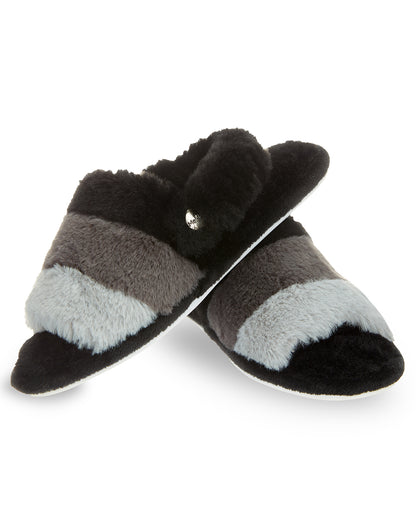 Kids' Colorblock Fur Plush Slippers : Color: Black