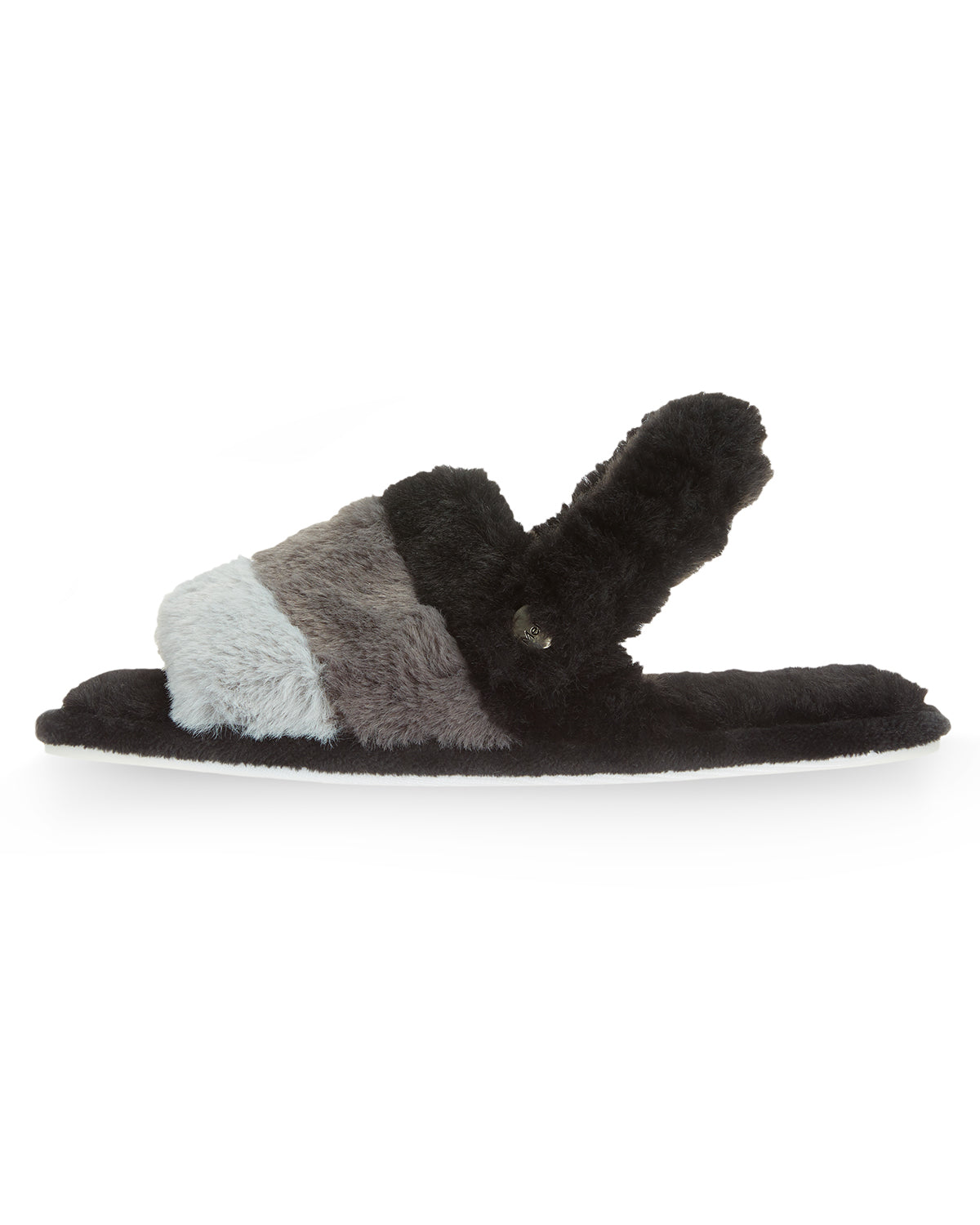 Kids' Colorblock Fur Plush Slippers : Color: Black