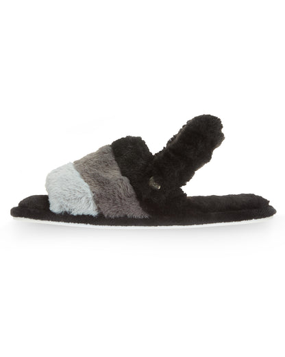 Kids' Colorblock Fur Plush Slippers : Color: Black