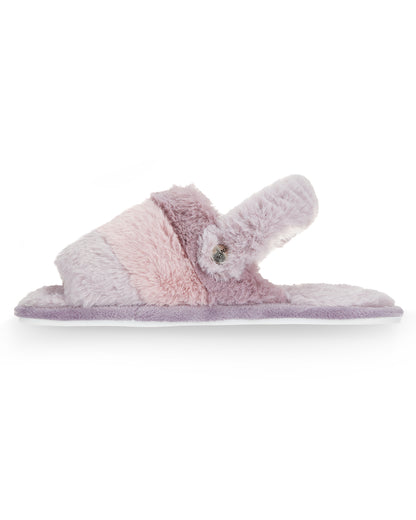 Kids' Colorblock Fur Plush Slippers : Color: Lavender