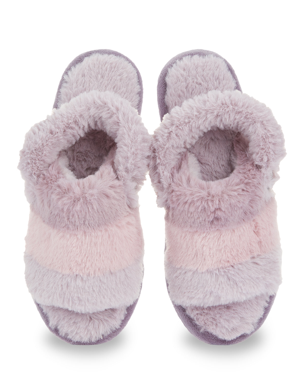 Kids' Colorblock Fur Plush Slippers : Color: Lavender