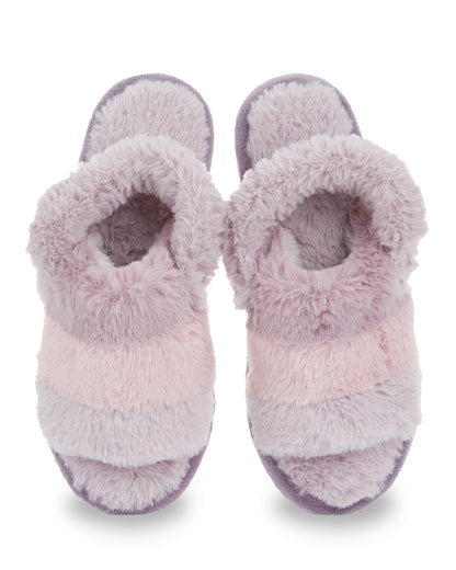 Kids' Colorblock Fur Plush Slippers : Color: Lavender