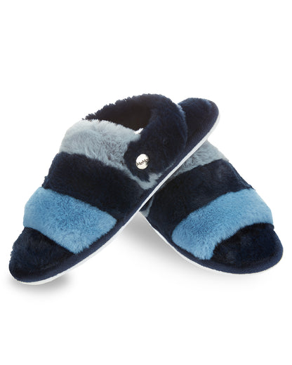 Kids' Colorblock Fur Plush Slippers : Color: Navy