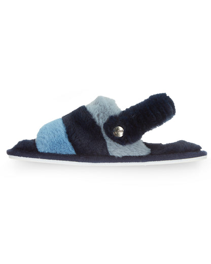 Kids' Colorblock Fur Plush Slippers : Color: Navy