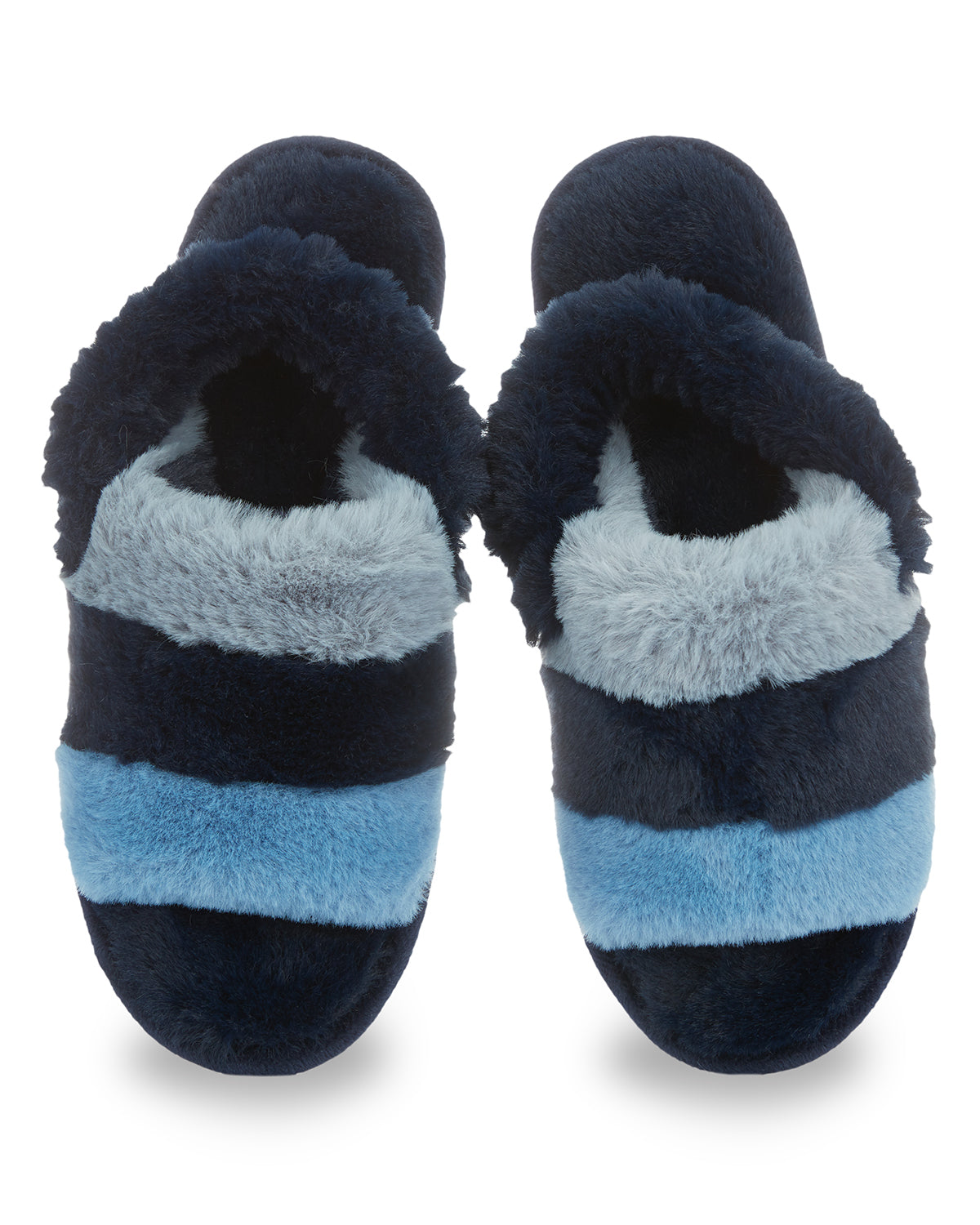 Kids' Colorblock Fur Plush Slippers : Color: Navy