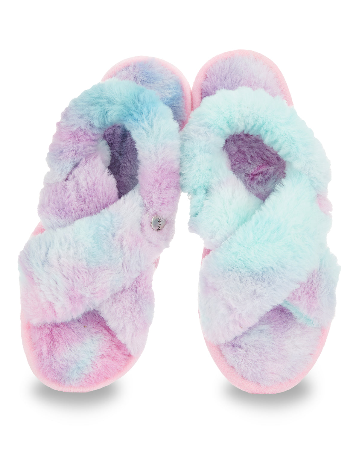 Kids' Tie Dye Crosshatched Plush Slippers : Color: Multi