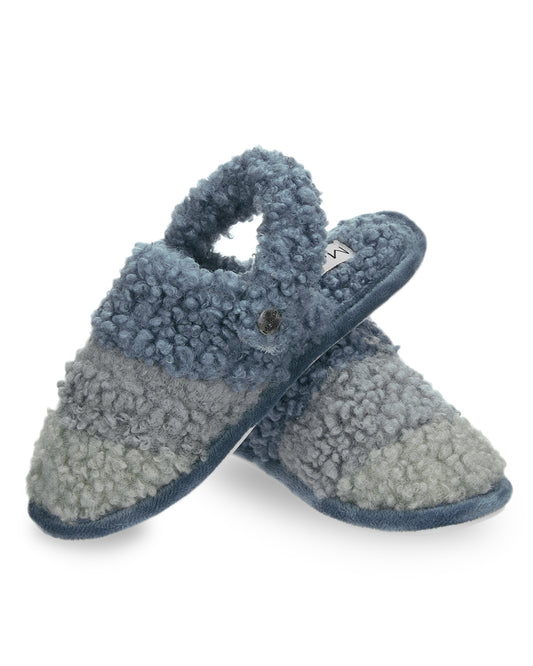 Kids' Shaggy Fur Plush Close Toed Slippers : Color: Blue