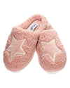 Kids' Embroidered Shaggy Star Non-Skid Slippers : Color: Dusty Pink