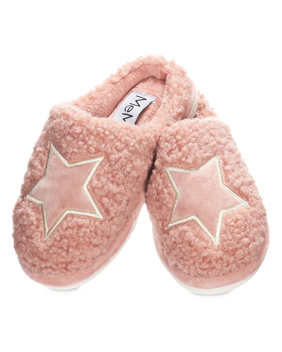 Kids' Embroidered Shaggy Star Non-Skid Slippers : Color: Dusty Pink