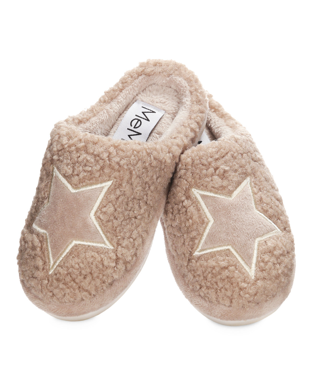 Kids' Embroidered Shaggy Star Non-Skid Slippers : Color: Taupe