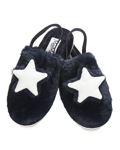 Kids' 3D Plush Star Non-Skid Slippers : Color: Navy