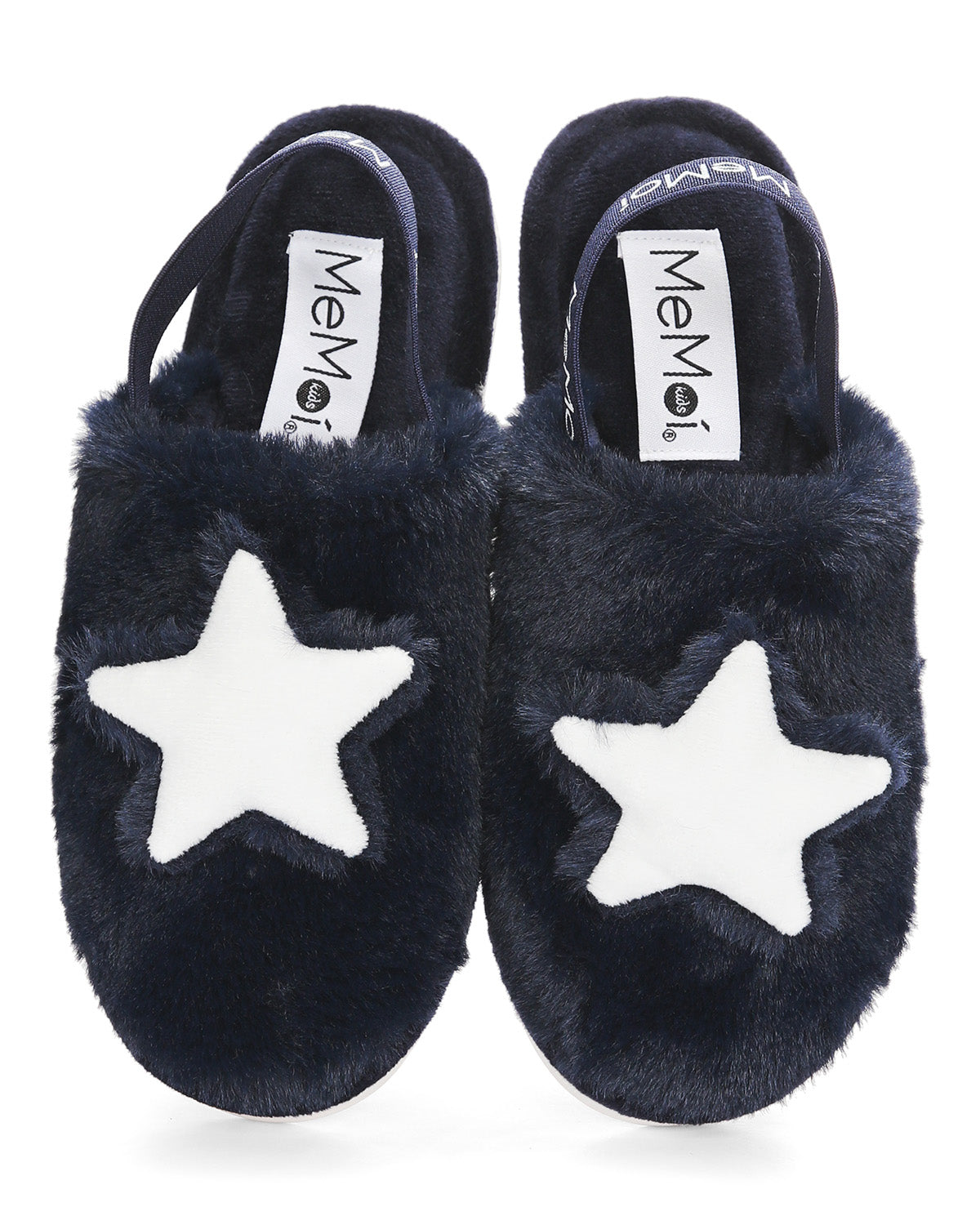Kids' 3D Plush Star Non-Skid Slippers : Color: Navy