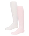 Girls' 2 Pair Pack Nylon Heart Tights : Color: Pink-White